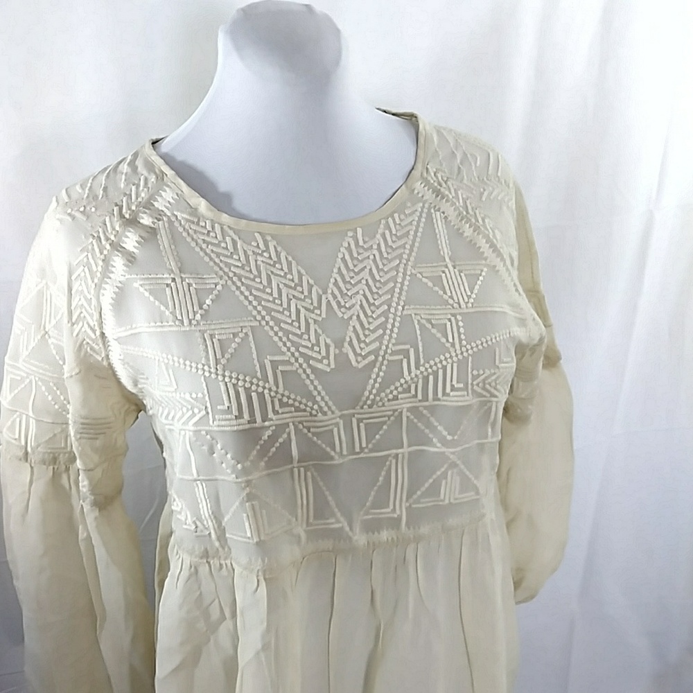 Sundance silk boho peasant blouse medium - Picture 2 of 6